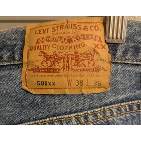 1994 Levis 501XX Jeans Mens 38x36 Denim Button Fly Made USA Straight Leg 90s 496 - Picture 9 of 9